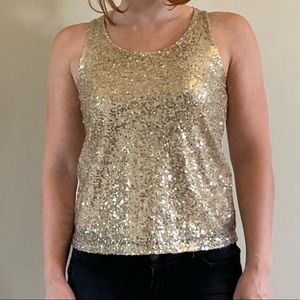 Gold sequin tank top